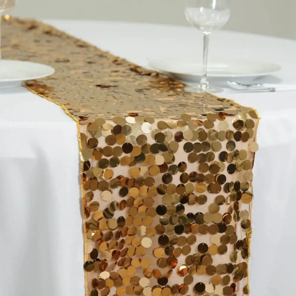 Fish Scale Sequins Table Runner Luxurious Elegant Sequin Tablecloth 30x274cm Sparkling Glitters Table Cover