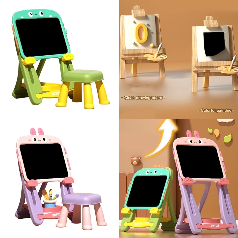 Adjustable Height Art Easel for Kids Painting Board Standing LCD Screen Non-Trace Scribble Pad Children Educational Toy