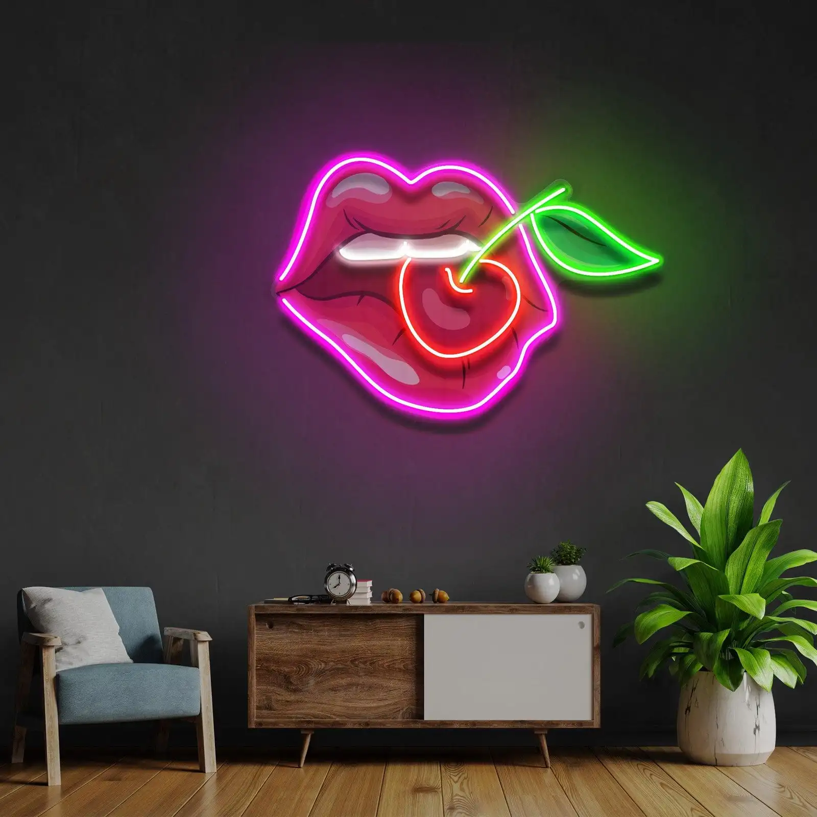 Imagem -02 - Lábios com Língua Neon Sign Decoração da Parede do Quarto Personalizado Living Room Led Light Signs Arte Acrílica Impressa uv