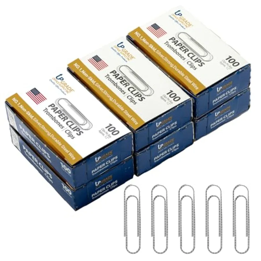 

Upgrade Office Supply No. 1 Non Skid Paper Clips, 1.2 Inch, 600 Count, 6 Boxes, Silver, Made in USA