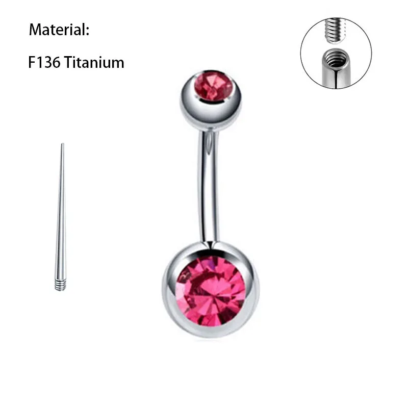 1 قطعة خاتم السرة البطن ثقب التيتانيوم G23 أبيض أحمر اللون 14 جرام x 10/12 مللي متر ميدوسا ثقب البطن مجوهرات للجسم للنساء الرجال #3