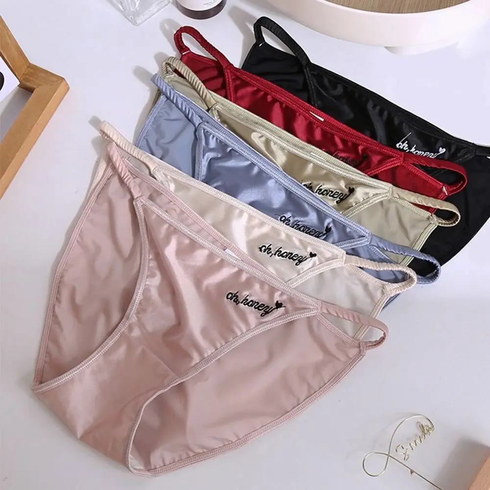 waist Sweet Girls Intimates Thin Strap Solid Color Women Stain Panties Women Briefs Seamless Underwear Letter Print  Underwear