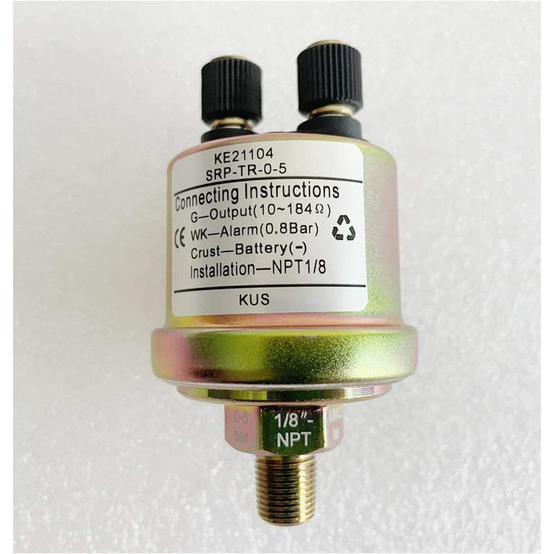 KUS Oliedruksensoren 10-184ohm Signaalzenders NPT1/8 M10x1 NPT1/4 Draadverzendingsunit 0-5bar 0-10bar Weergave 0,8/1,4Bar Alarm