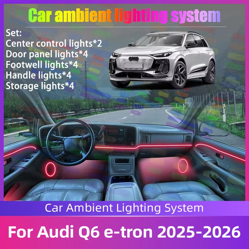 

Для Audi Q6 e-tron 2025 2026: Комплект RGB-подсветки салона (2/18 в 1) – Атмосферная лента, аксессуары для освещения салона автомобиля
