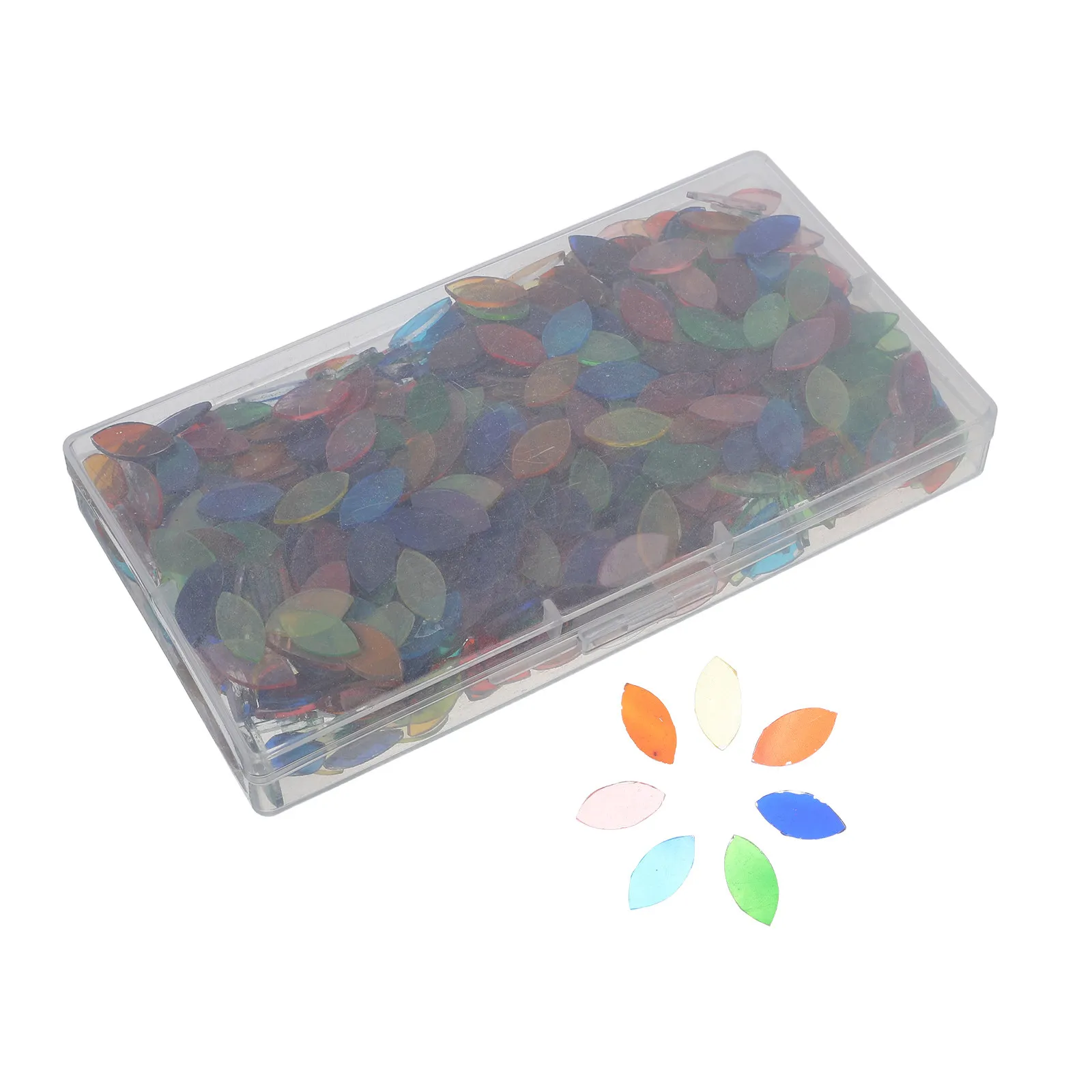 738Pcs Leaf Shaped Mosaic Glass Tiles Small Glass Tiles for Mosaics Mixed Color Glossy Wear Resistant Craft Supplies for Art