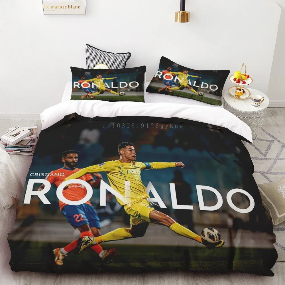 

Duvet Cover Set Football Players CR7 Single Double Size Microfiber Bedding Set Lightweight Soft Breathable Closure Teens Gift