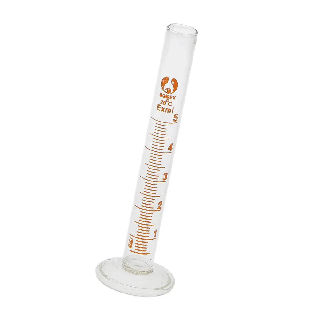 Lab Glass Graduated Cylinder 5ml Heavy Duty Borosilicate Single Metric Measuring Cylinder for Academic Research