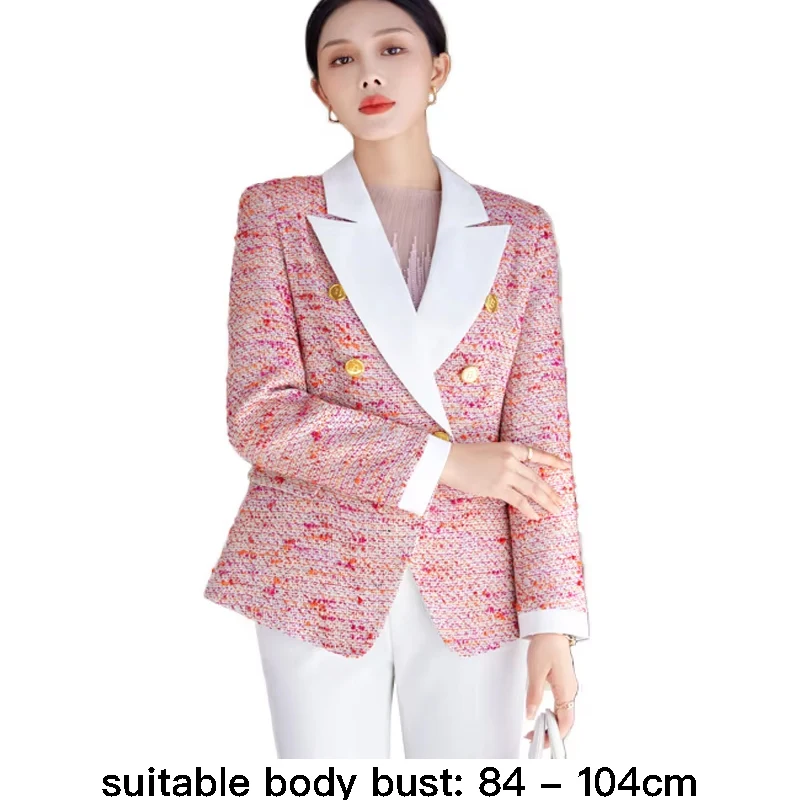 Blazer in misto lana di alta qualità per giacca da donna doppiopetto autunno inverno 2023 abiti eleganti alla moda-rosso