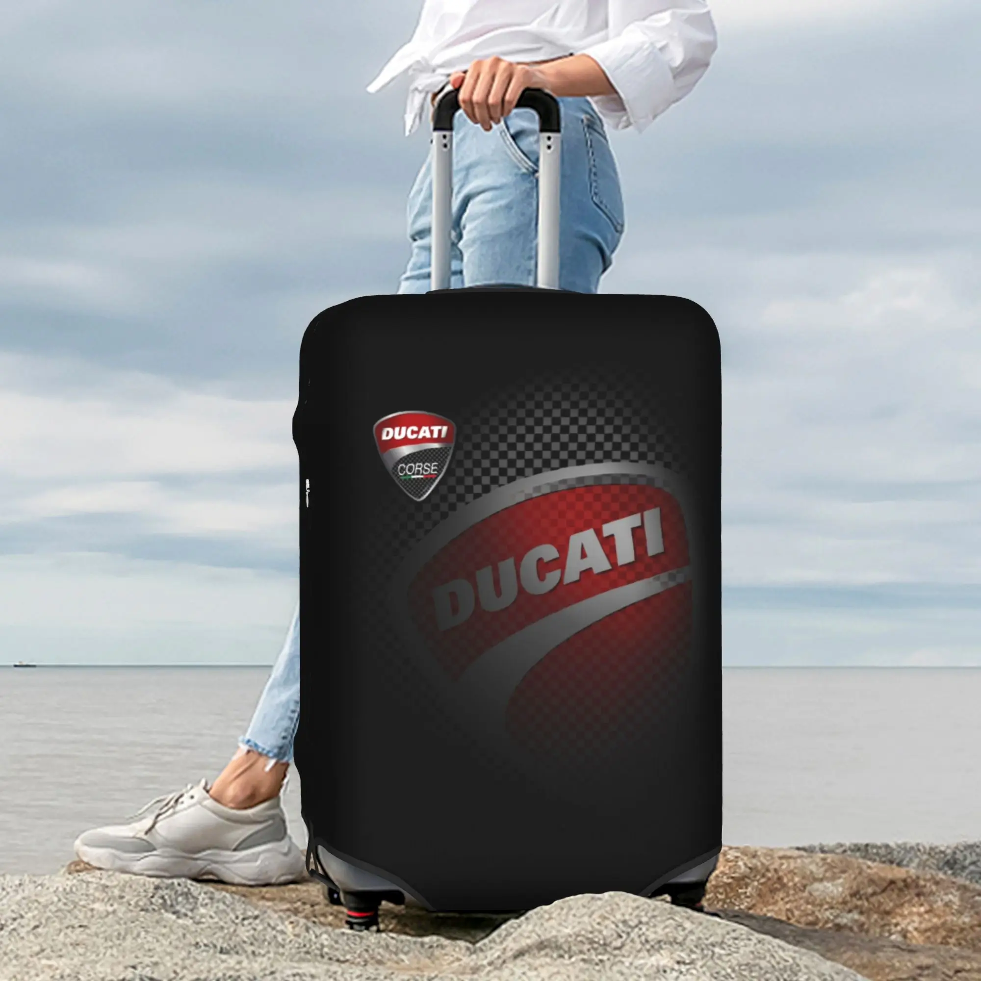 Custom Fashion Ducatis Motorcycle Luggage Cover Protector Elastic Racing Sprot Travel Suitcase Covers