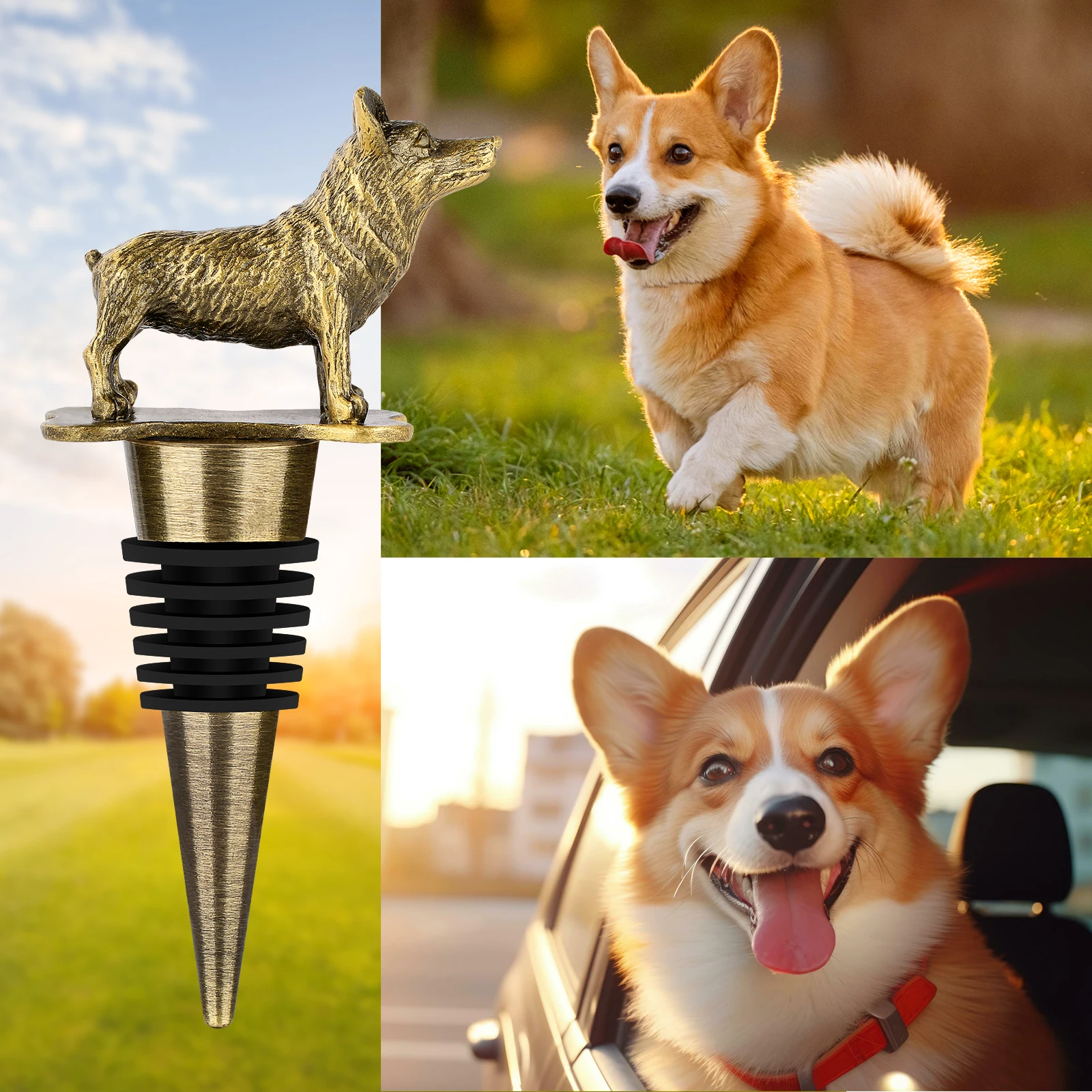 LKKCHER Shepherd/Corgi/Golden Retriever Wine Stopper Pet Dog Wine Accessories Wine Gifts for Men Women Dog Lovers Bottle Saver