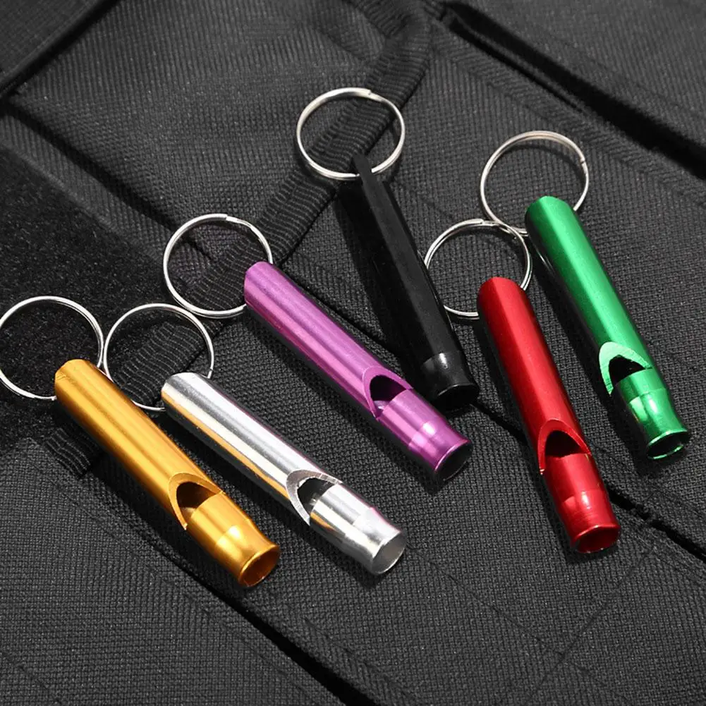 Outdoor Aluminum Alloy Small Whistle Portable Keychain Referee Whistle High Decibel Emergency Fire Training Survival Whistle