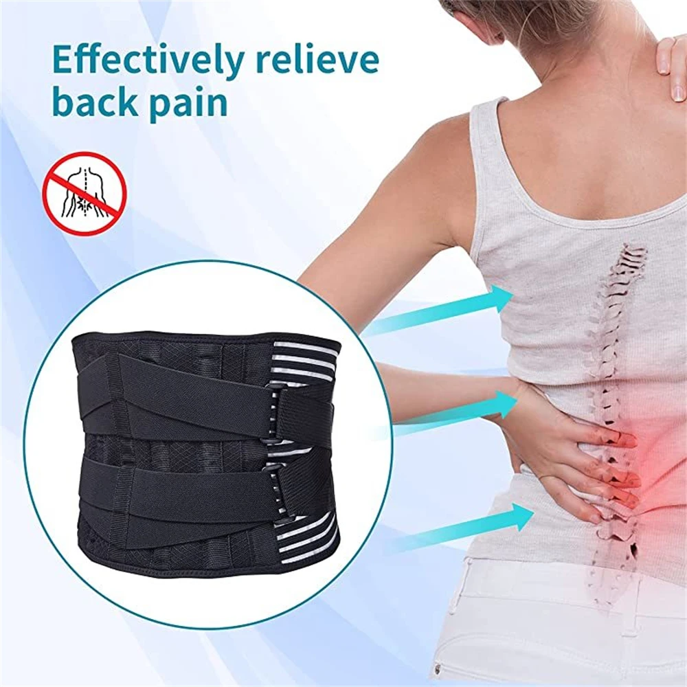 Lower Back Brace with 6 Stays Anti-skid Orthopedic Lumbar Support Breathable Waist Support Belt for Men Women Gym Pain Relief