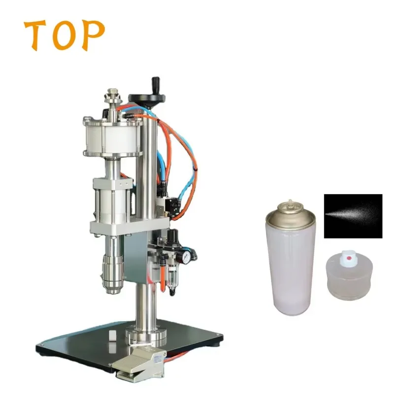 Semi Automatic Fully Pneumatic Spray Paint Aerosol Valve Can Crimping Capping Machine