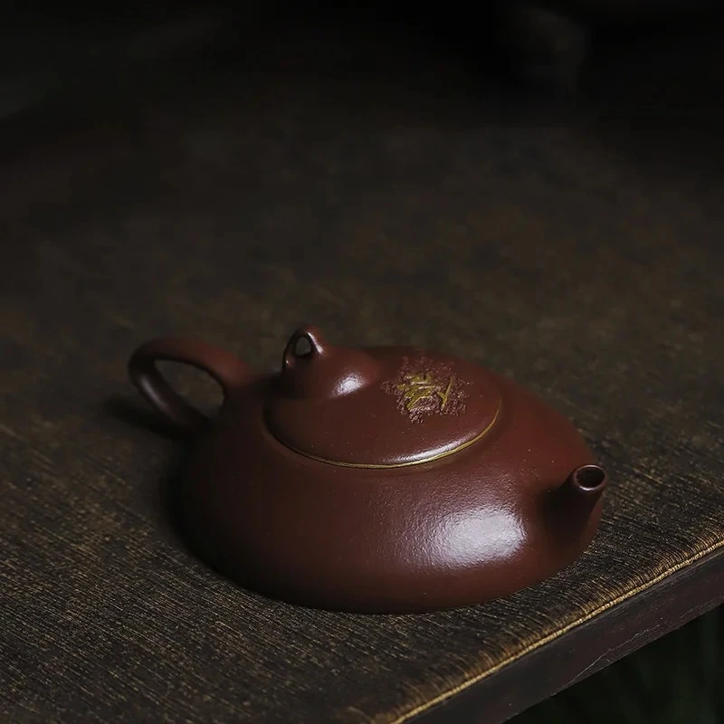 Yixing handmade purple clay teapot, original ore, purple clay, gold, enlightenment, kung fu tea set, Chinese teapot
