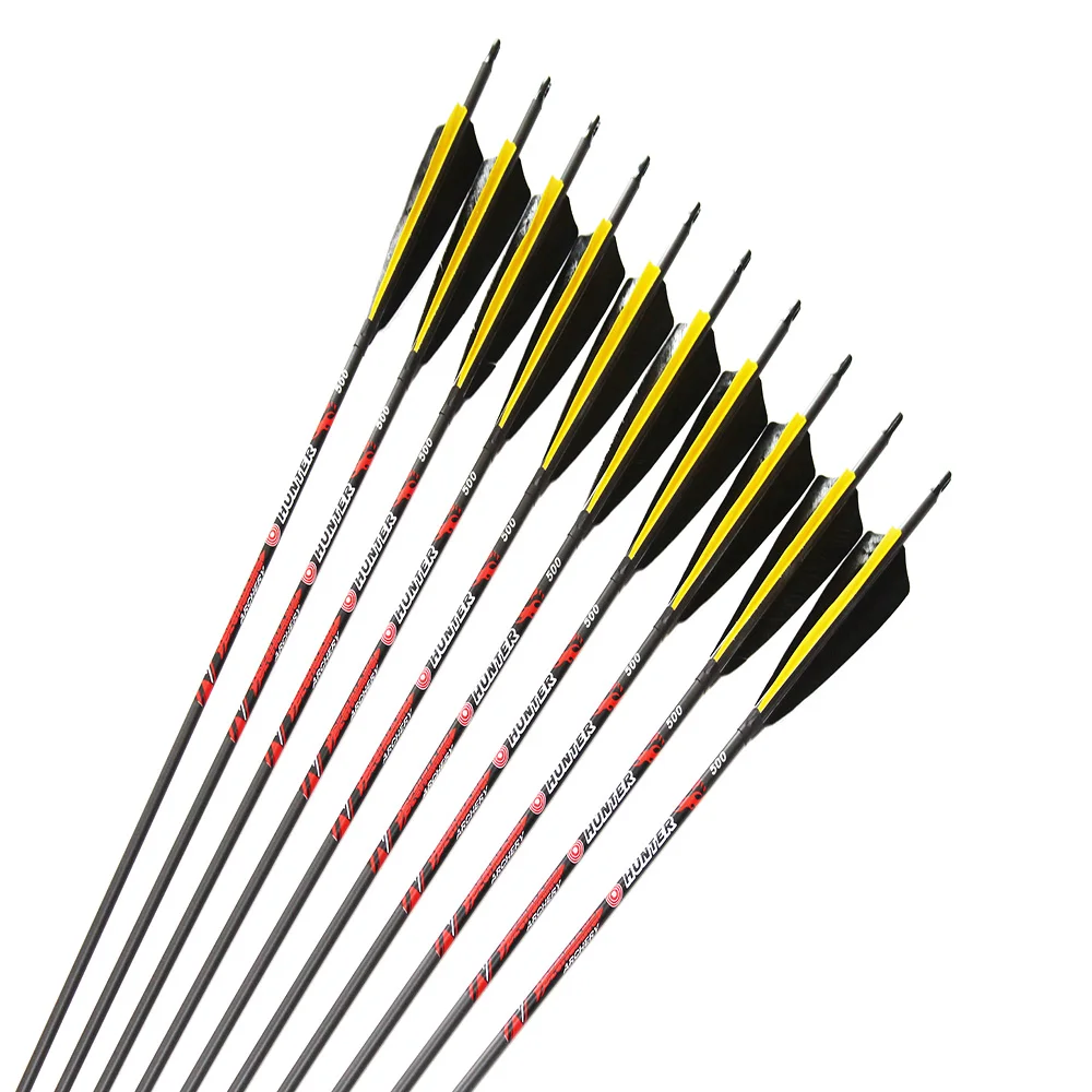 

Dechuang Archery 32" Carbon Arrows Spine250 300 340 400 500 600 ID6.2mm 4inch Turkey Fletching Feathers Traditional Bow Hunting