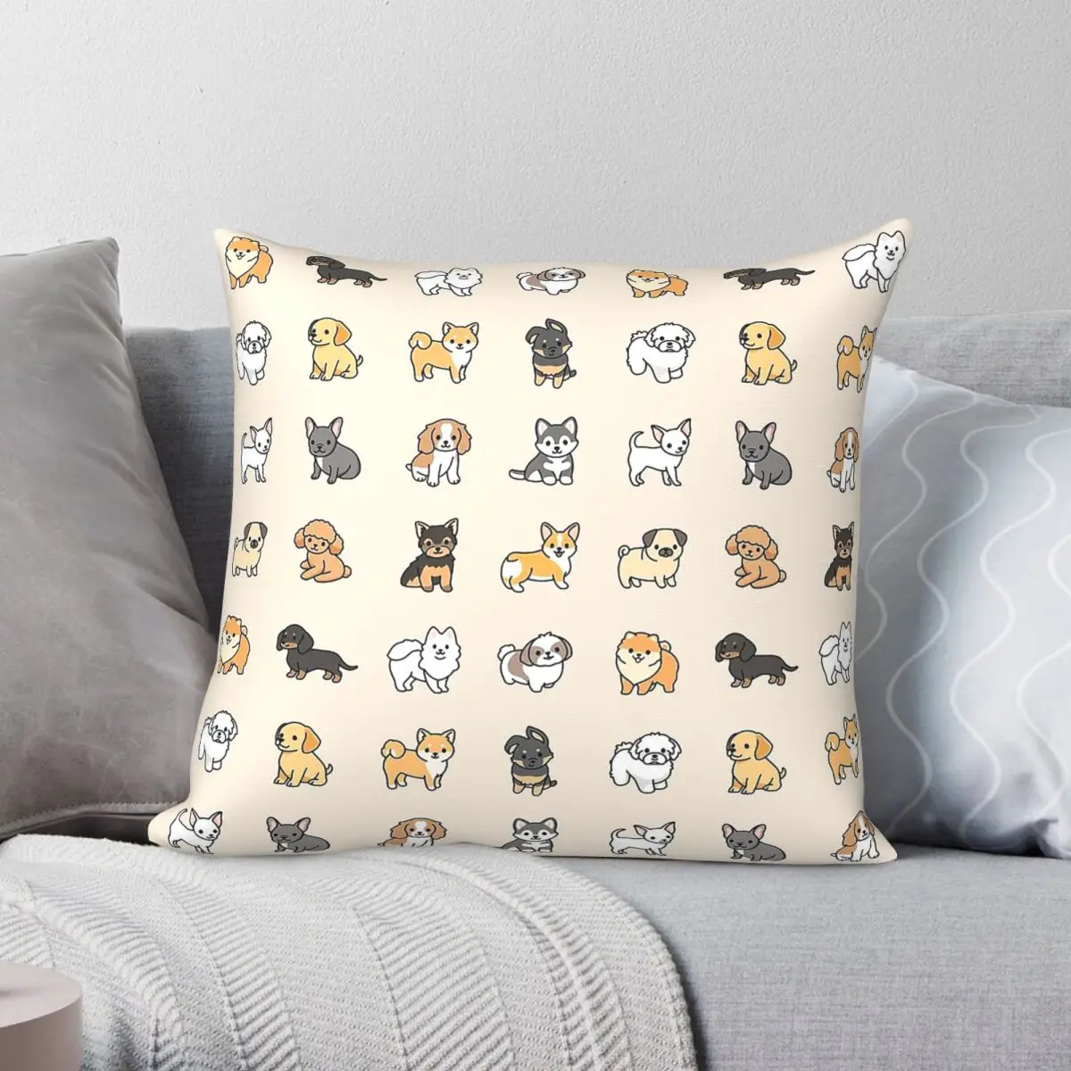 Puppy Love Chihuahua Pillowcase Polyester Linen Velvet Pattern Zip Decor Pillow Case Sofa Seater Cushion Cover
