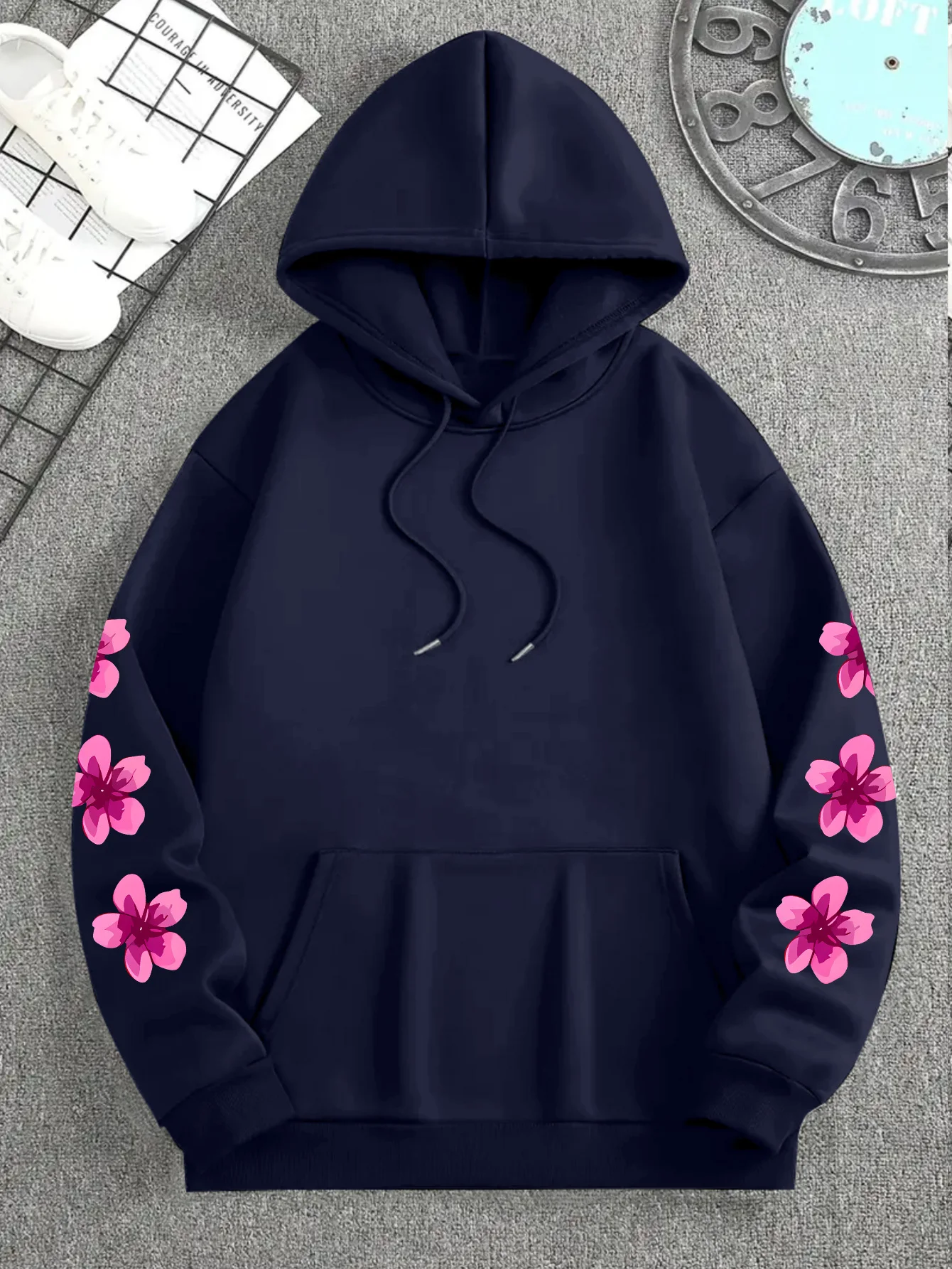 Herren Sport Hip-Hop Hoodie Rosa Blumen Schmetterling Hoffnung Buchstaben Grafik Rückendruck Streetwear Fleece Pullover Sweatshirt – Detail 12