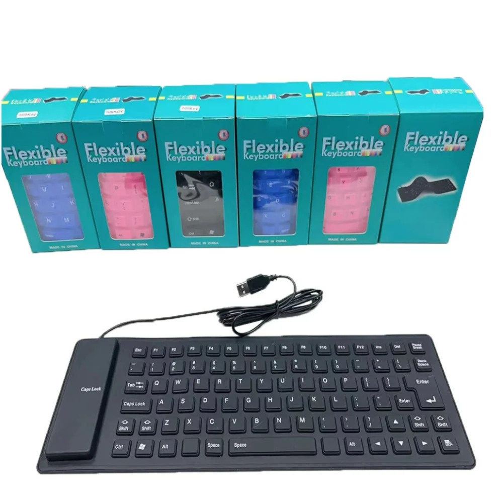 85 Keys Foldable Silicone Keyboard USB Wired Silent Key  Fully Sealed Design Waterproof Dustproof Rollup Soft Touch Keyboard