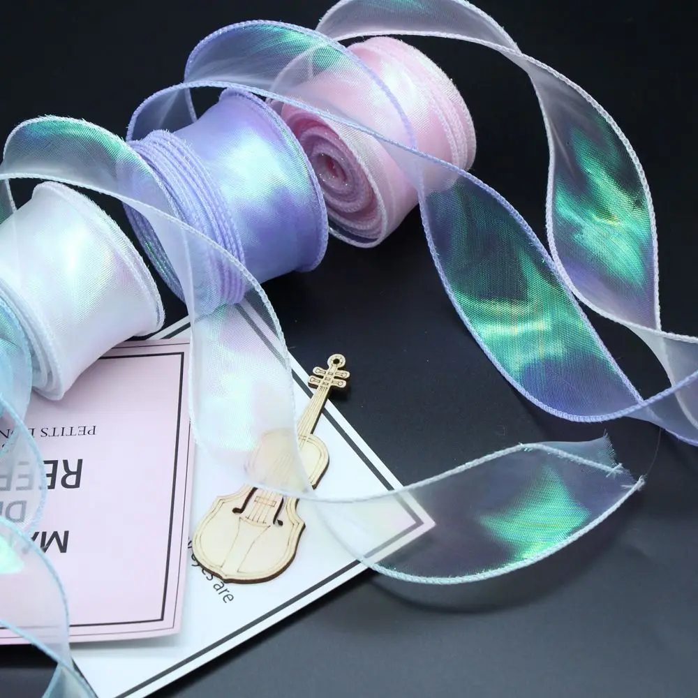 Roll Of Satin Ribbon 40mm 10 yards Flower Bouquet Wrapping Tulle Ribbon Organza Ribbon Mesh Fabric Lace Korean Ribbons