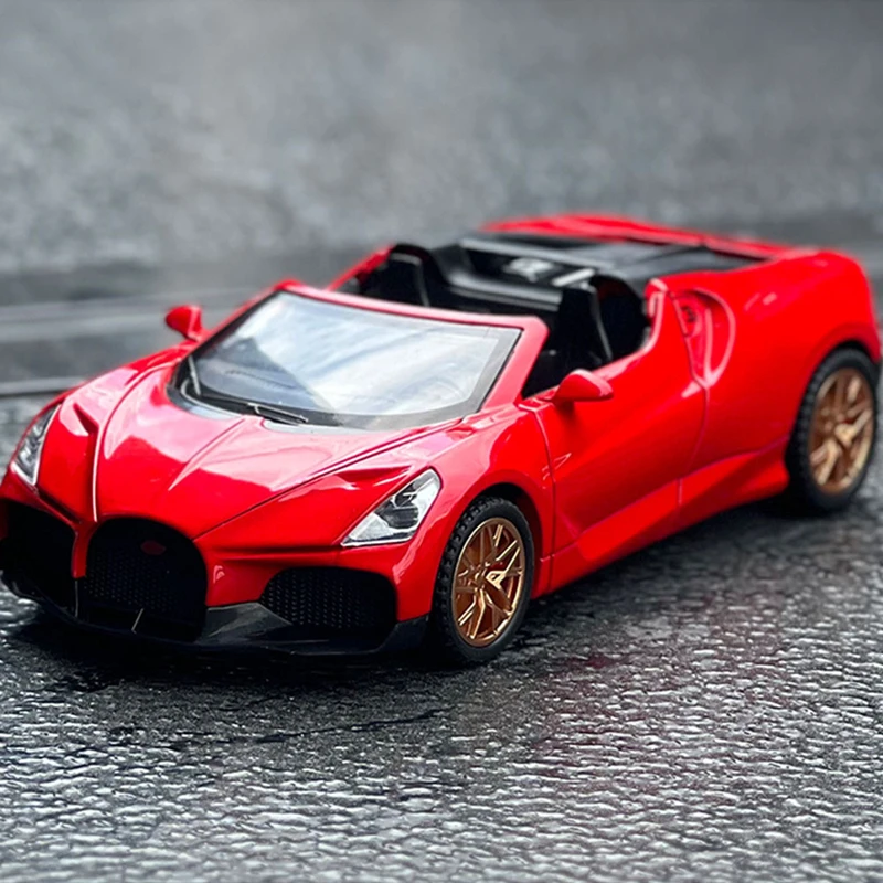 1:32 Bugatti Mistral W16 Alloy Sports Car Model Diecasts & Toy Vehicles Metal Racing Car Model Simulation Sound Light Kids Gifts