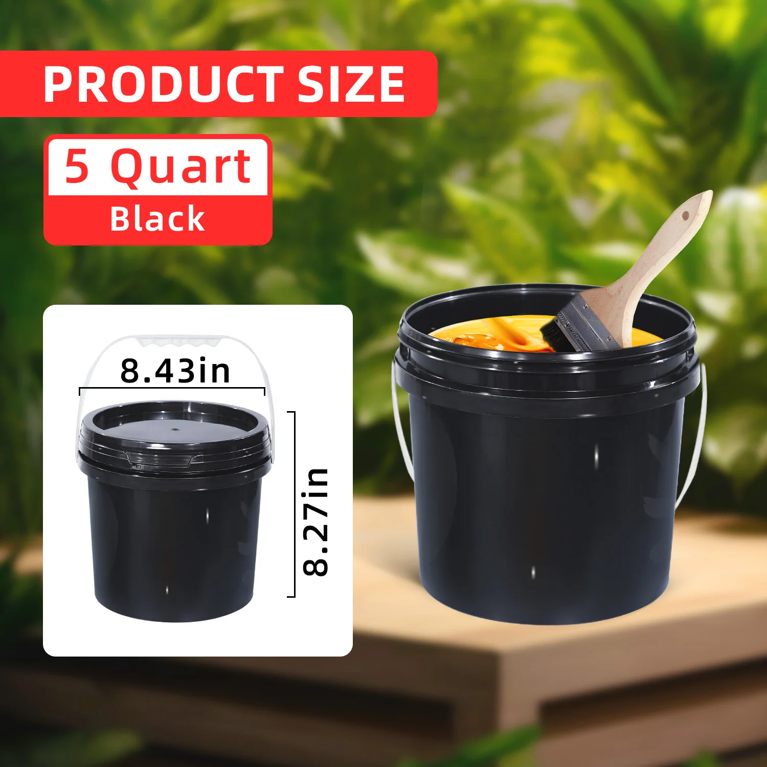 2PCS Empty 5L Plastic bucket with handle and Lid Durable Food Grade Container Leakproof Pail High Quality