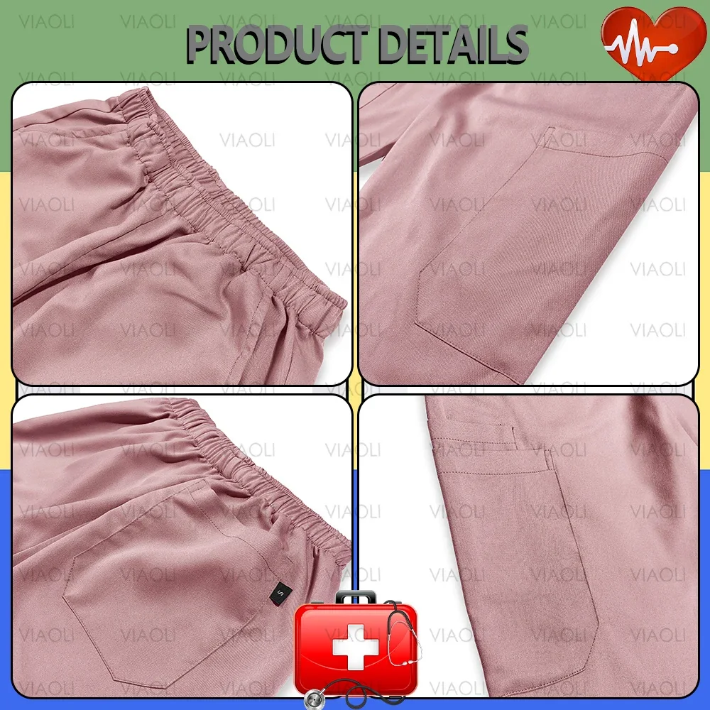 S-XXXL hospital clínico workwear enfermeira uniformes esfrega conjunto unisex camisa calças retas acessórios de enfermagem médico cirúrgico wear