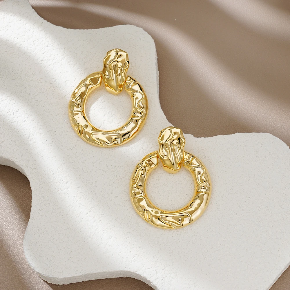 Fashionable Industrial Design Style Hydraulic Jewelry Earrings Alloy Material 18k Pvd Gold-Plated Waterproof Accessories Eardrop