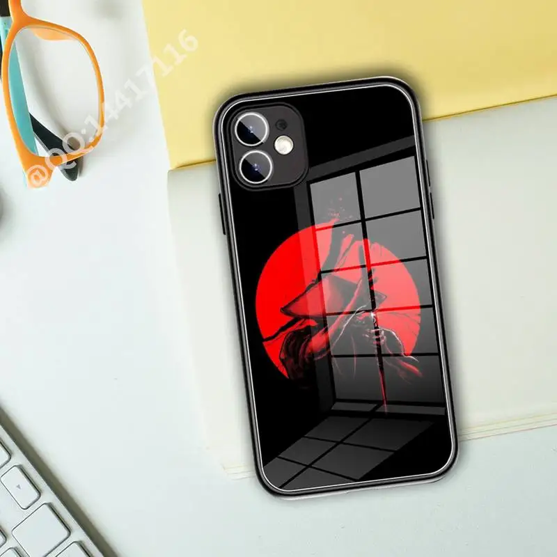 Japanese warrior Phone Case Tempered Glass For iPhone 13 11 Pro XR XS MAX 8 X 7 Plus 12 Mini phone Full Coverage covers