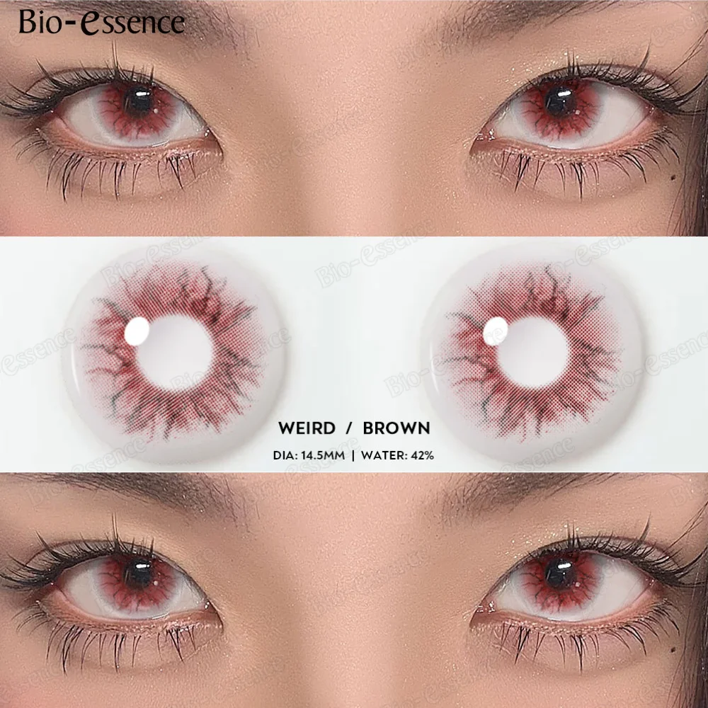 Lentes de contacto Bio-essence para cosplay, 1 par, lentes cosméticas de colores, lentes de anime, lentes de contacto para Halloween, maquillaje para mujer, recién llegadas