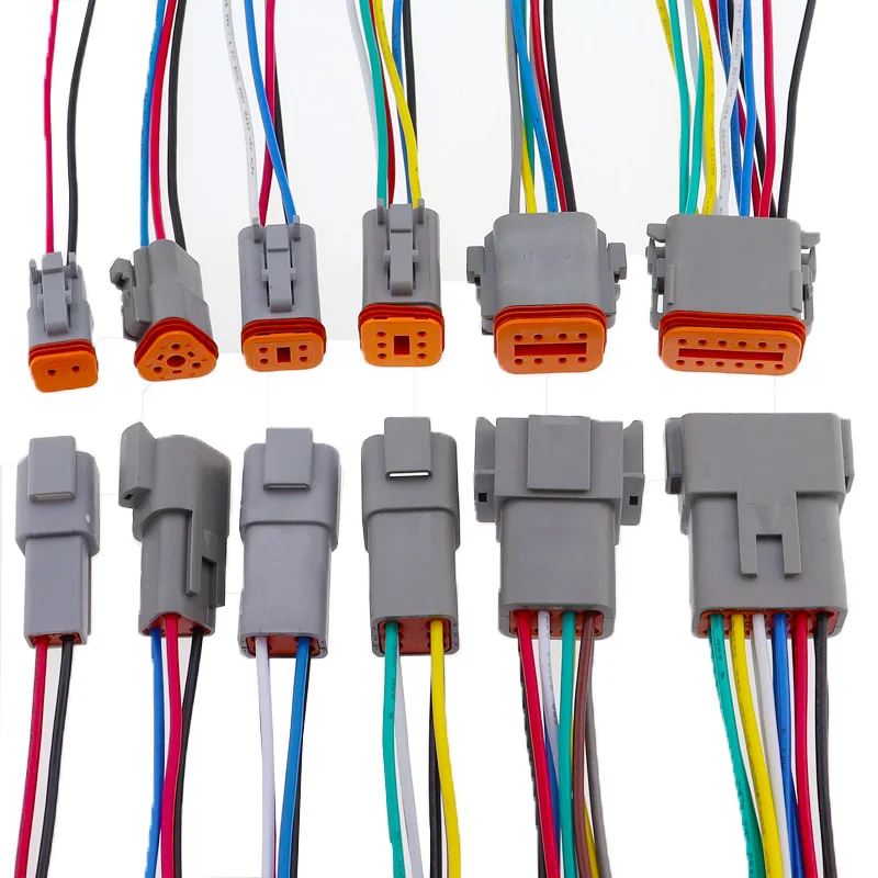 1Pcs With 15cm Wiring DT06-2S/DT04-2P 3P 4P 6P 8P 12P Male Female Plug Socket For Automobile DT Waterproof Automotive Connector