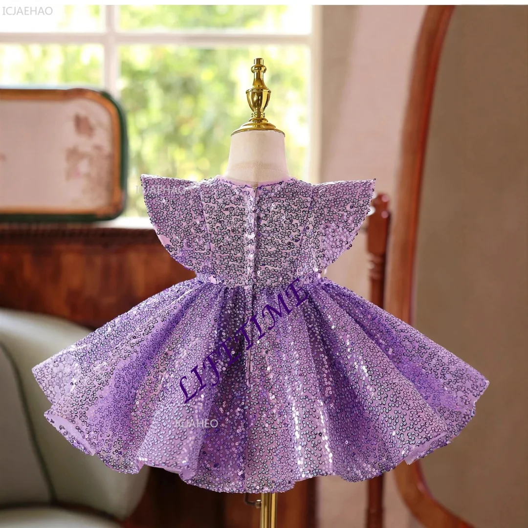 Customized Sequin Princess Party Dress for Girls First Birthday Elegant Formal Gown for Piano Performance Pageant Celebration