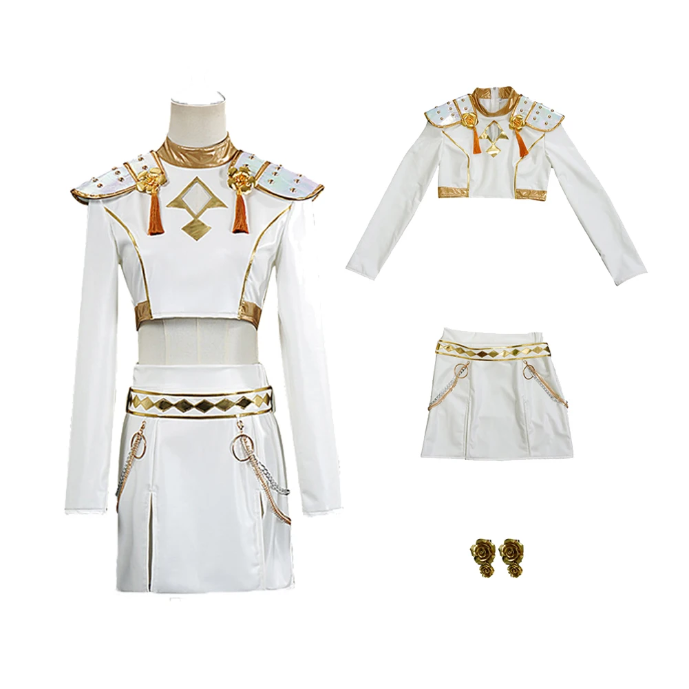 الفتيات شيطان هنتر Disfraz فانتازيا تأثيري رومي زوي ميرا الغناء الدعاوى البيضاء أزياء كرتونية 6 إلى 14 سنة ملابس الهالوين