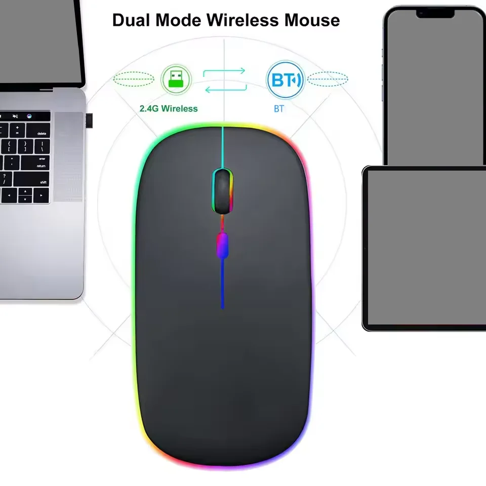 Drahtlose Maus Wiederaufladbare Dual Modi Bluetooth-kompatibel 2,4G USB Computer Mäuse Für Laptop iPad Tablet Notebook Gaming maus