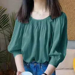 Ice Silk Round Neck Simple Solid Short Sleeved Chiffon Shirt for Women's Summer Large Loose Slimming Fashion T-shirt Casual Top