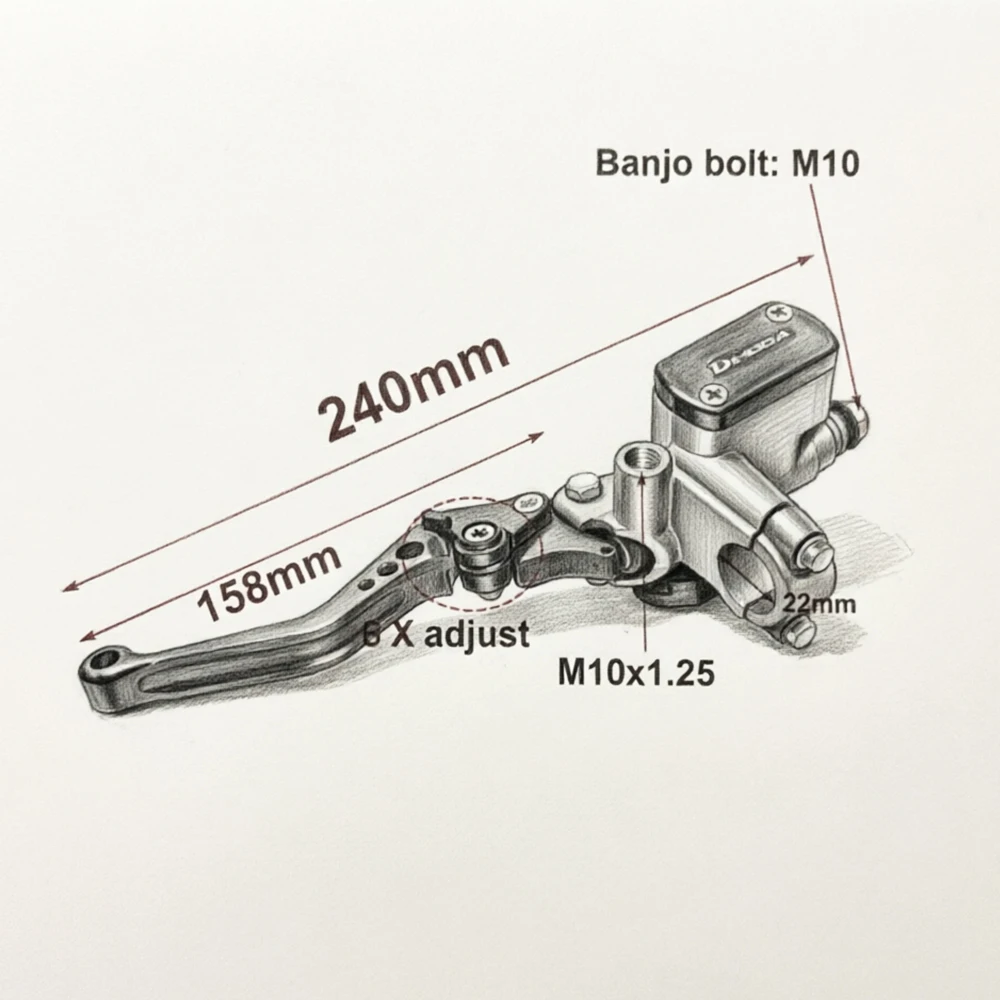 22mm 7/8" Motorcycle Front Brake Clutch Master Cylinder Pump Lever 6 Gear Adjustable Aluminum Universal For Honda Yamaha Suzuki