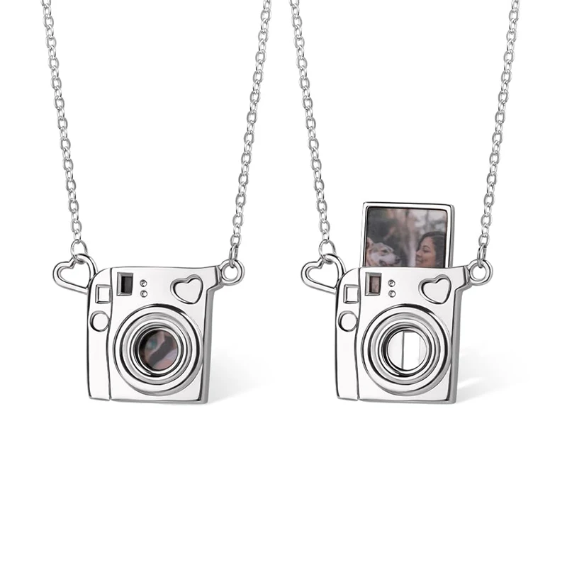 Customize Photo Brass Heart Necklace With Picture Inside Mini Camera Locket Necklace Pet Memorial Birthday Gifts For Men Women