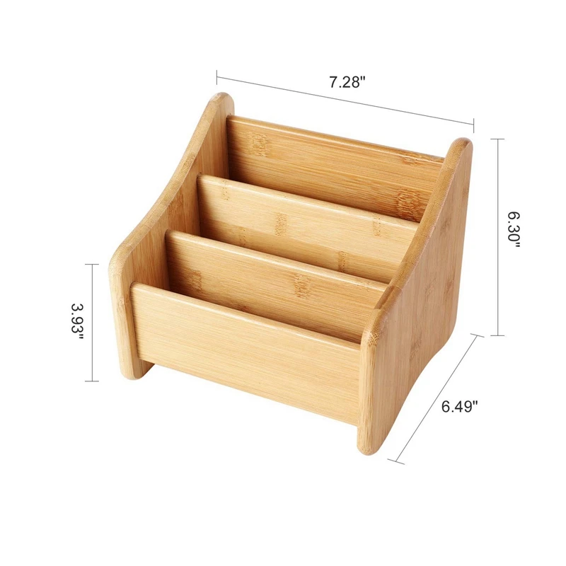 2x houten bureau-organizer bamboe afstandsbediening houder caddy opslagcontainer met 3 compartimenten