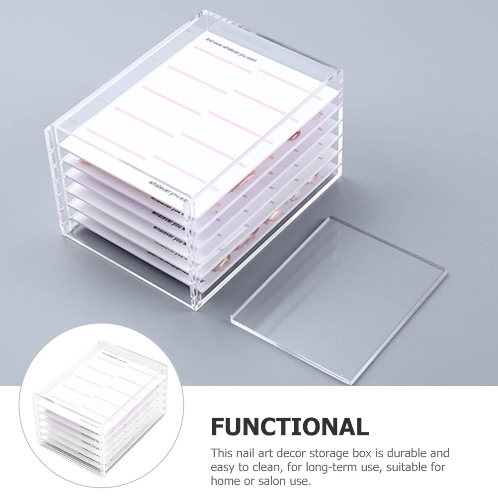 

6-Tier Art Storage Box Transparent Acrylic Organizer Fake Nail Display Nail Tips Storage Container Manicure Decor Holder Salon