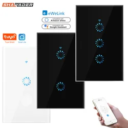 Shawader Wifi Smart Light Wall Switch Tuya/Ewelink Interruptor Rectangle Touch Glass Panel Remote Control by Alexa Google Home