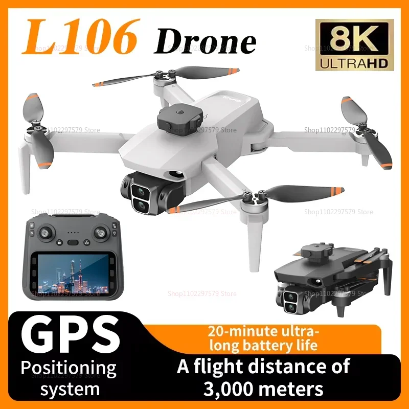 New L106 RC Drone 8K HD Professional 5G WIFI Camera Airplane Video UAV With Screen Remote Control Quadcopter Dron Toy For Adults