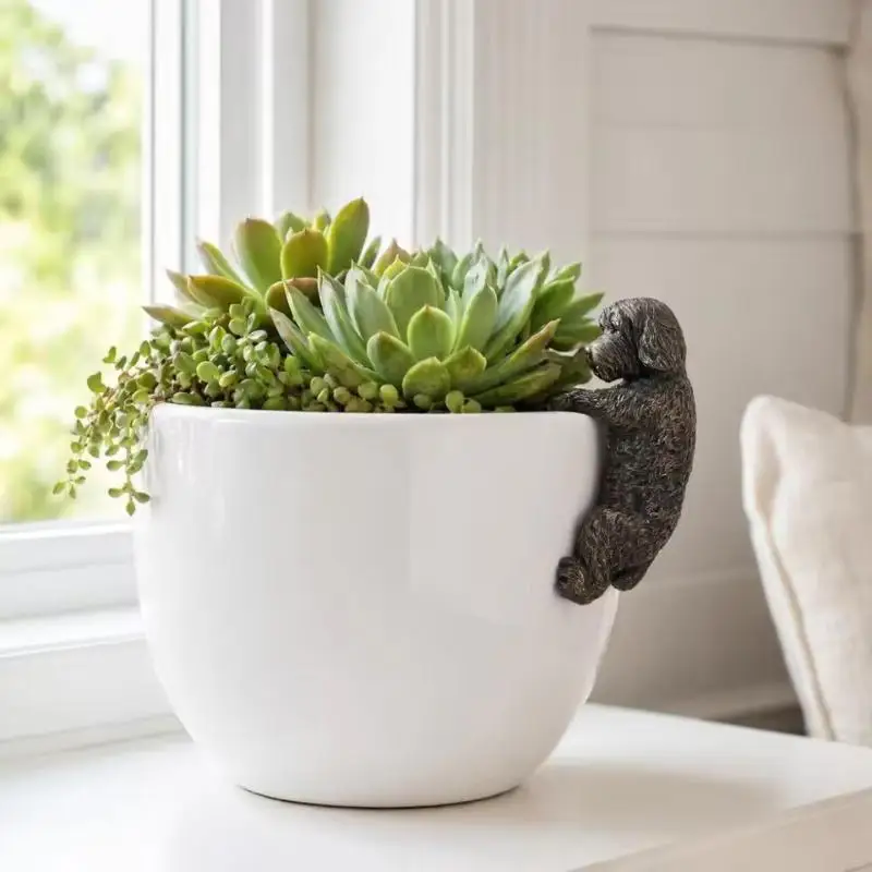 [Potted Plant Partner Garden Decoration Dog Hanging Decor Dog Climbing Garden Statue Resin Garden Figurine Add To The Fun]