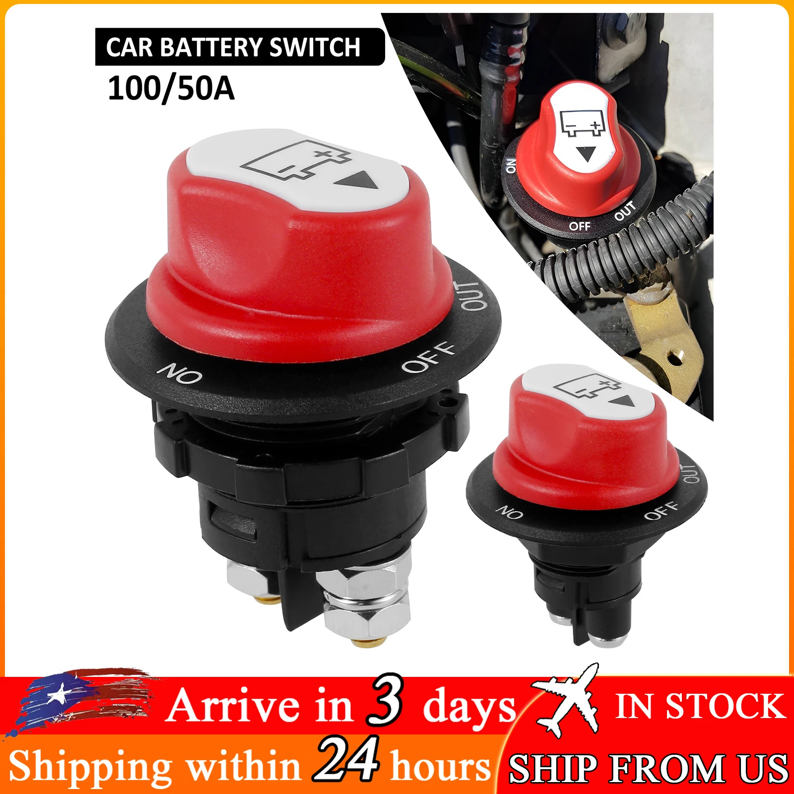 

Battery Disconnect Switch 12V-48V Battery Power Cut Off Switch Heavy Duty Reusable Plastic Battery Isolator Switch for Auto Car