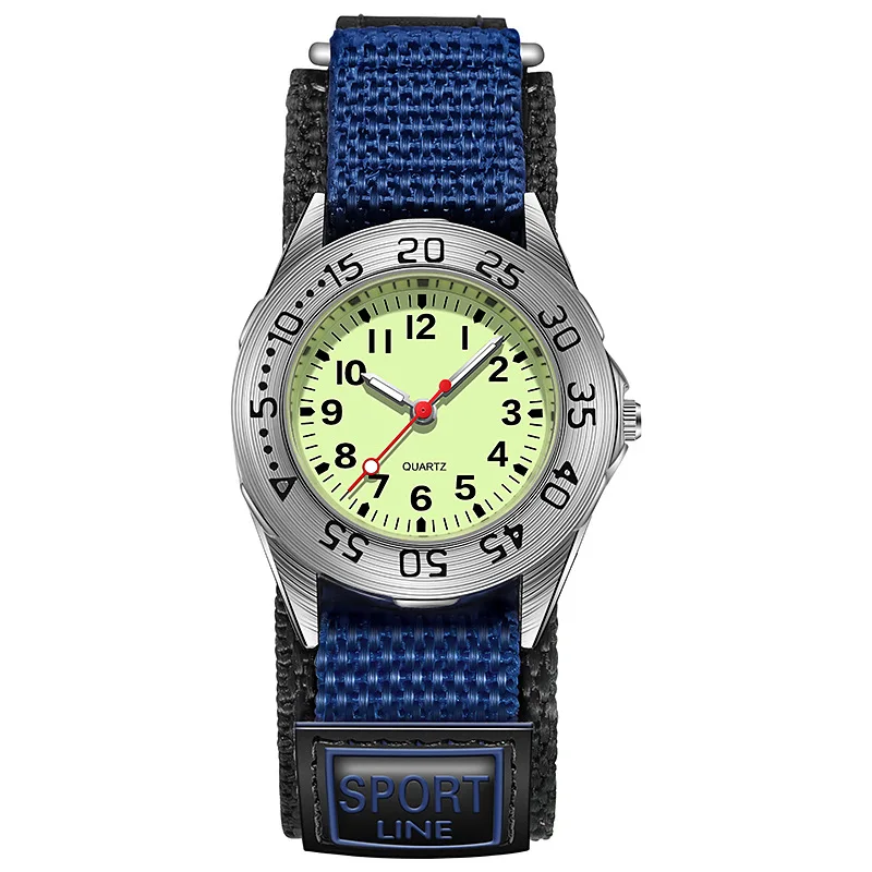 Magic Nylon Strap Kids Watch Sports Quartz Japanese Movement Waterproof for Boys & Girls Student Timepiece
