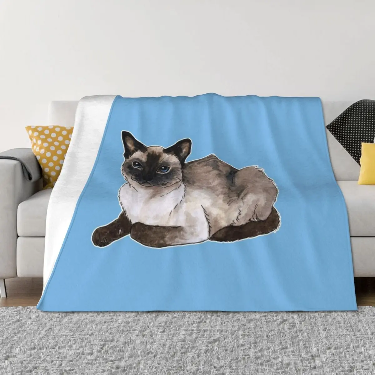 

Siamese cat Throw Blanket funny gift Furrys Thin Blankets