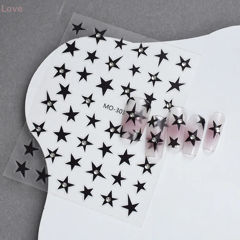 3D 不規則な五芒星ラインストーンネイルステッカー Y2K Satr ネイルアートデカールスターライトチャーム箔装飾自己粘着