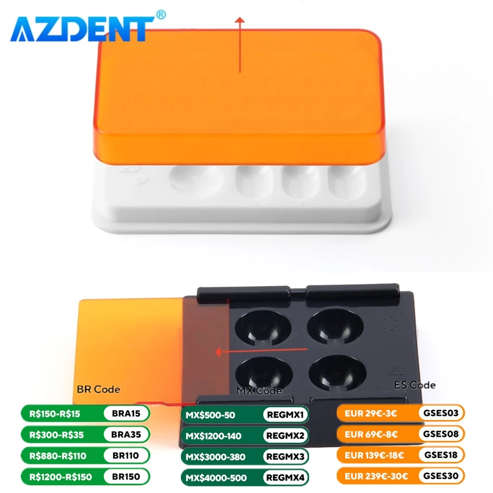 4 Holes/8 Holes Dental Veneer Storage Box AZDENT Teeth Patch Shading Light Storage Case Denture Retainer Molar Boxes Dentistry