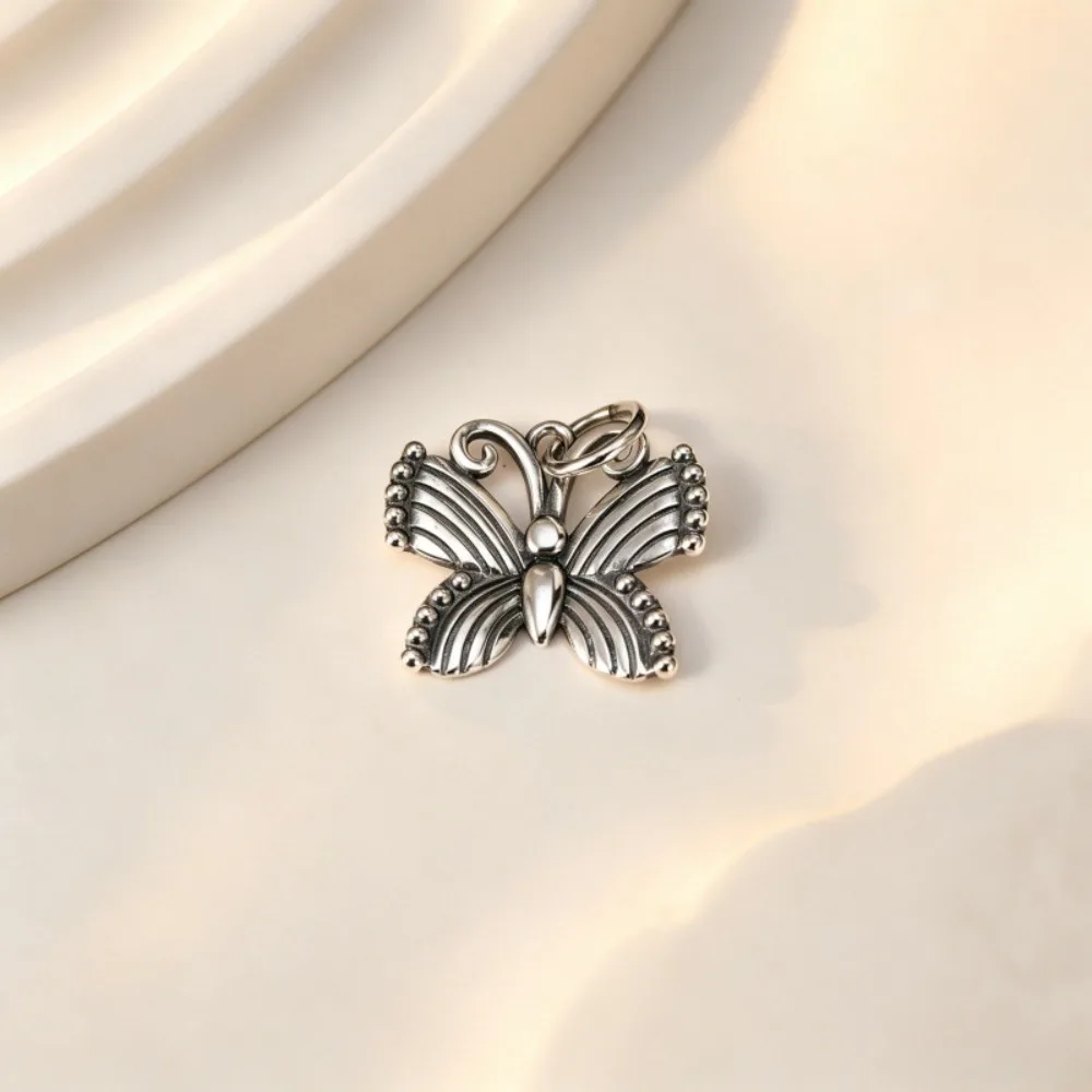 Vintage Textured Butterfly Dangle Charm Pendant Retro Insect Wing Bead Fit Snake Chain Bracelet Necklace DIY Jewelry