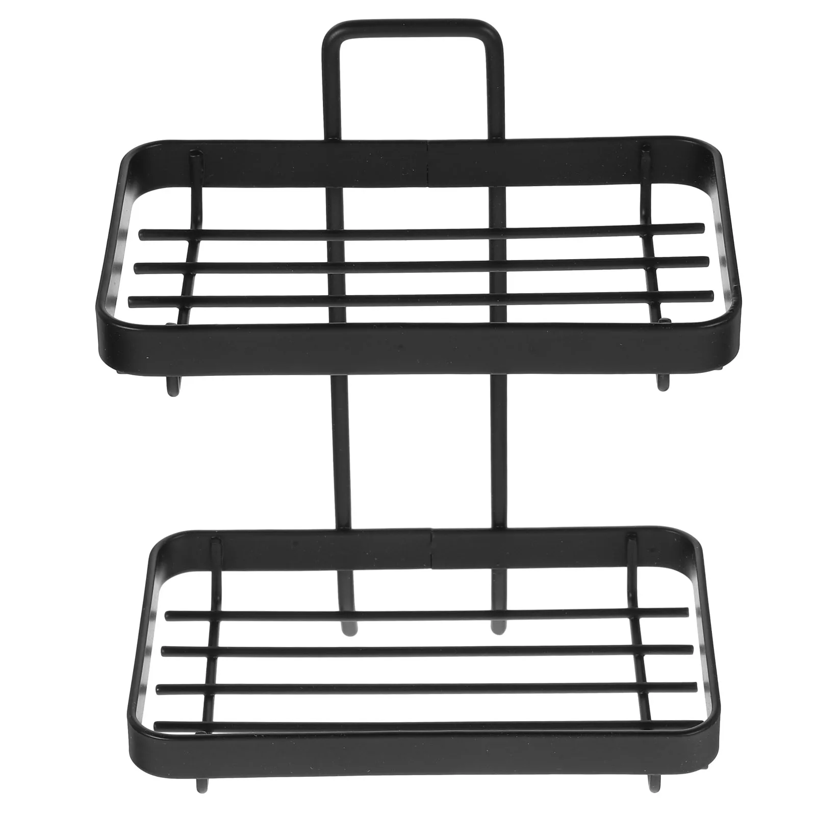 

Double Layer Black Wrought Iron Non Punching Wall Mounted Bathroom Soap Dish Drainage Box Shower Storage Rack Portable Soap Case