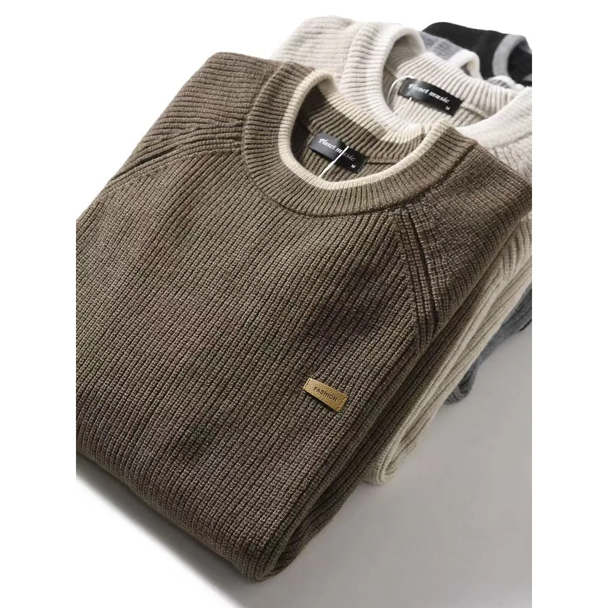 

Fake two sweaters for men in winter, loose fit plus size, fat inside, knitted sweater, trendy lazy style, thick thread jacket