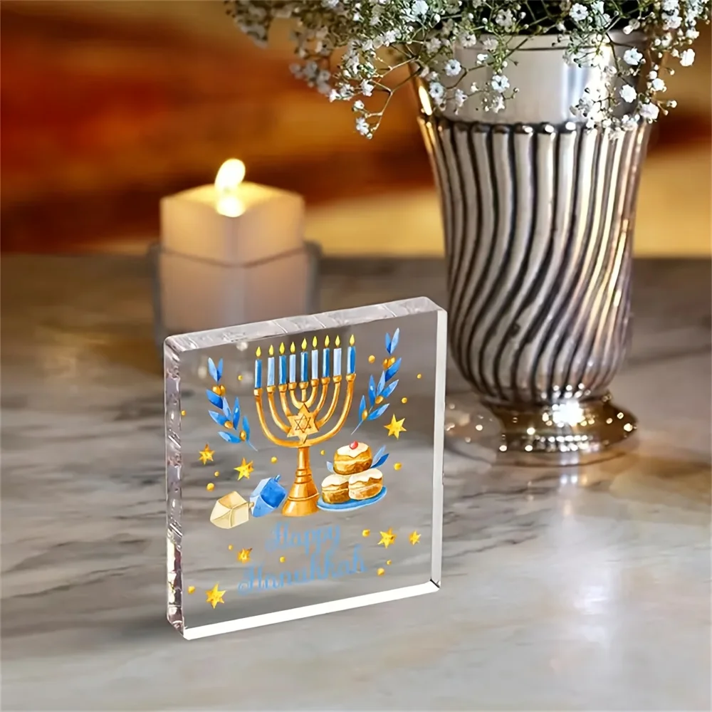CIFBUY Acrylic Star Desktop Decor Menorah Sign For Home Office Party Gift For Men Women